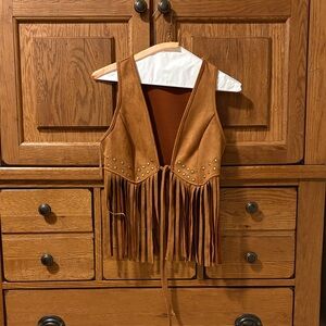 Brown Fringe Vest with Studs